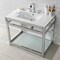 Fauceture VWP3722W8B1 37-Inch Ceramic Console Sink (8-Inch, 3-Hole), White/Polished Chrome VWP3722W8B1 - alternate 2